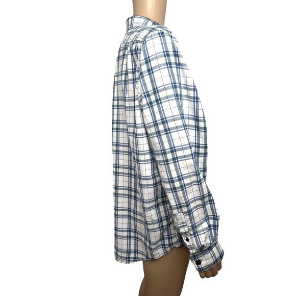 Club Room CR Men’s Shirt Vintage Fit XL Plaid White Blue Green Cotton Pockets - Picture 15 of 16